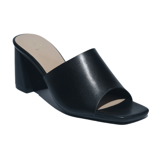 Black Slide Block Heel