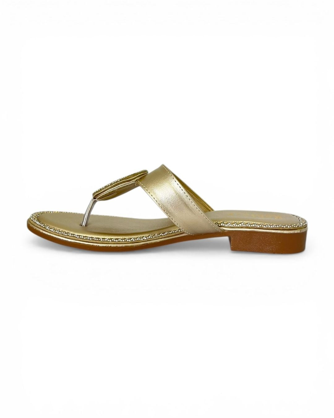 Gold Ethnic Block Sandals