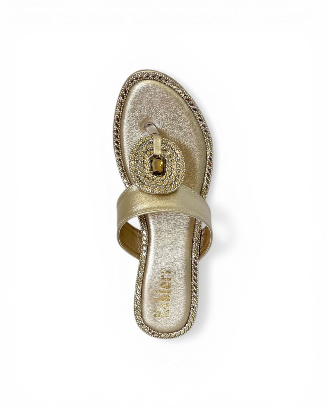 Gold Ethnic Block Sandals