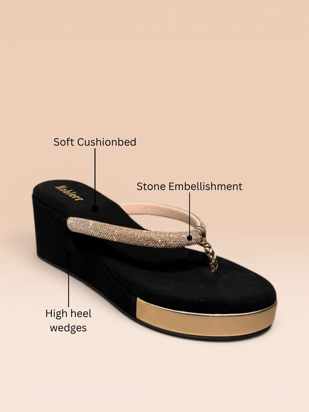 Rose Gold Shimmer Slip-On Wedge