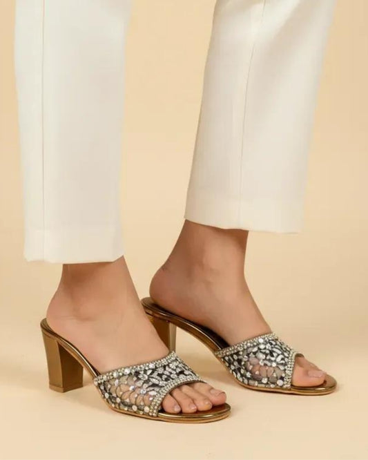 Antique Embellished Block Sandals