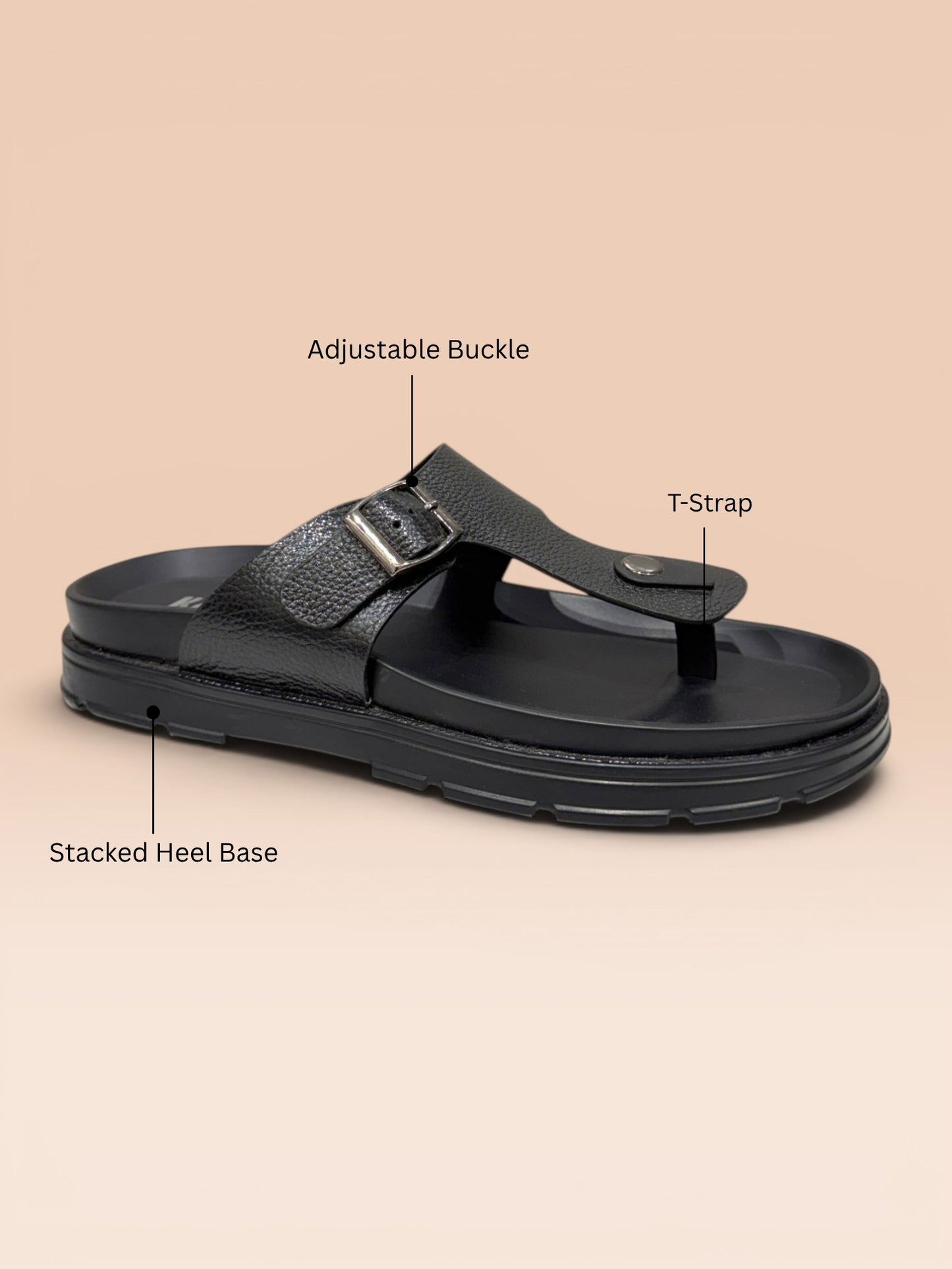 Men's Leather T-Strap Sandals