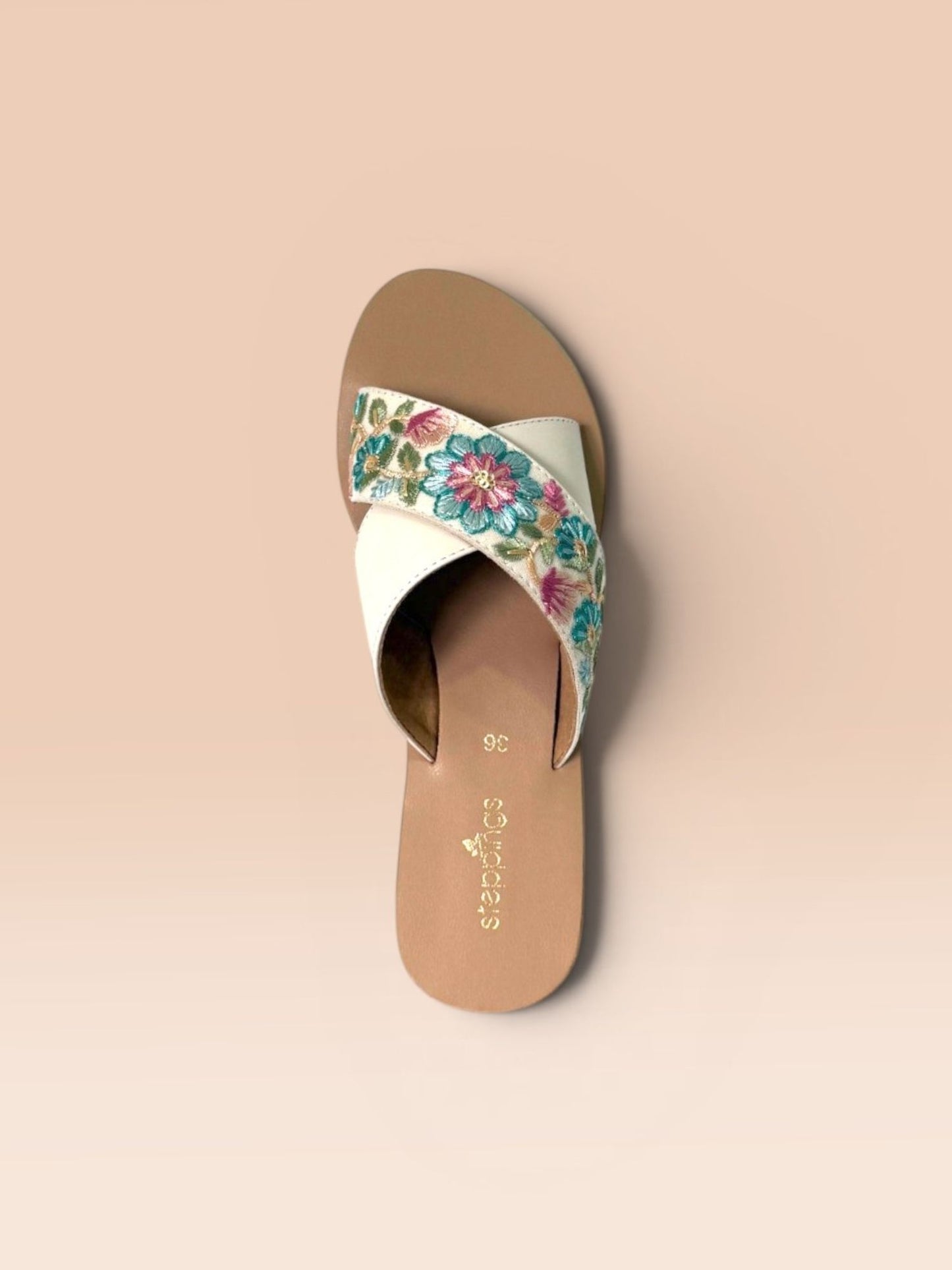 White Embroidered Flats