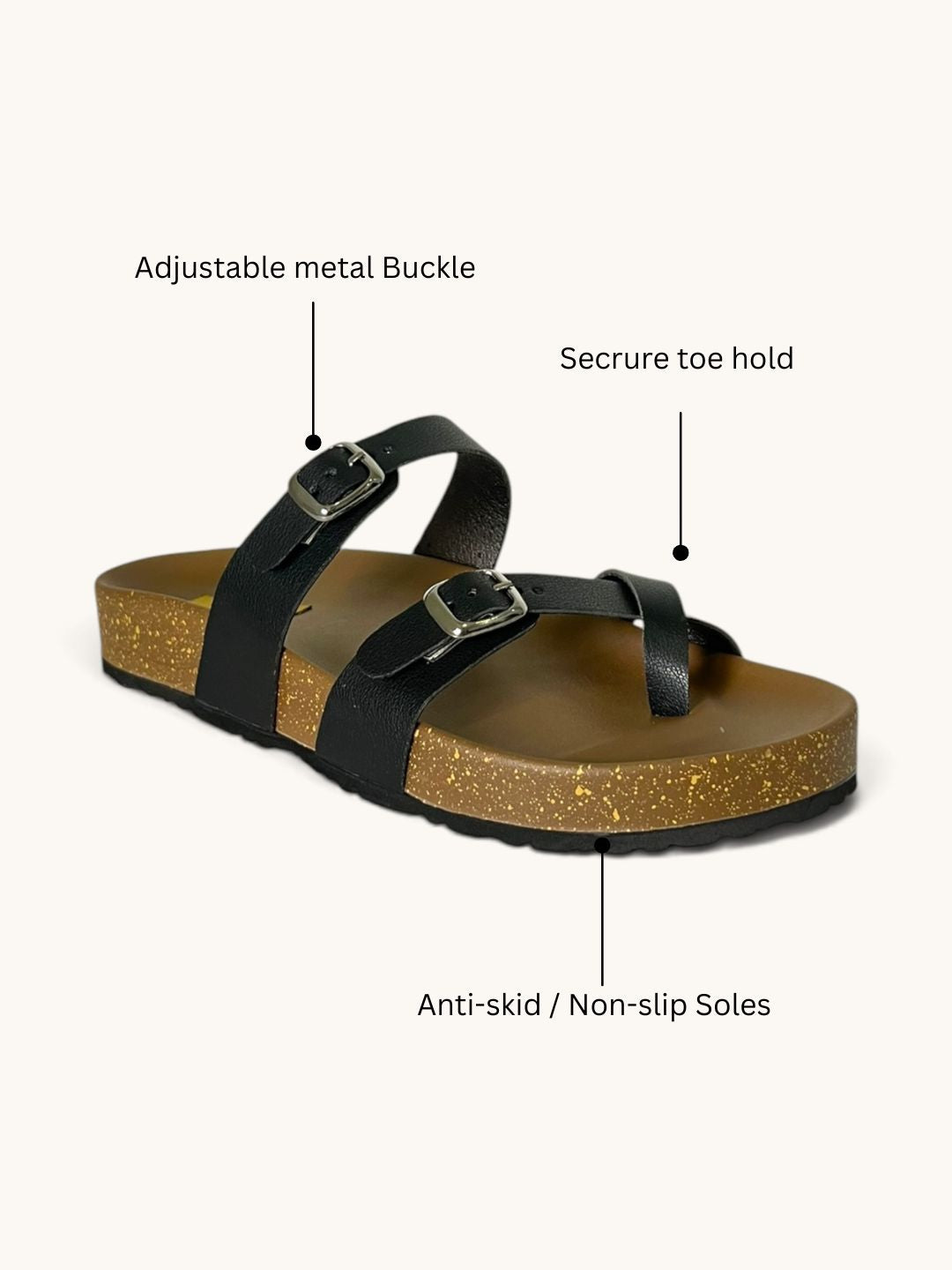 Women’s Toe Ring Sandals in Black
