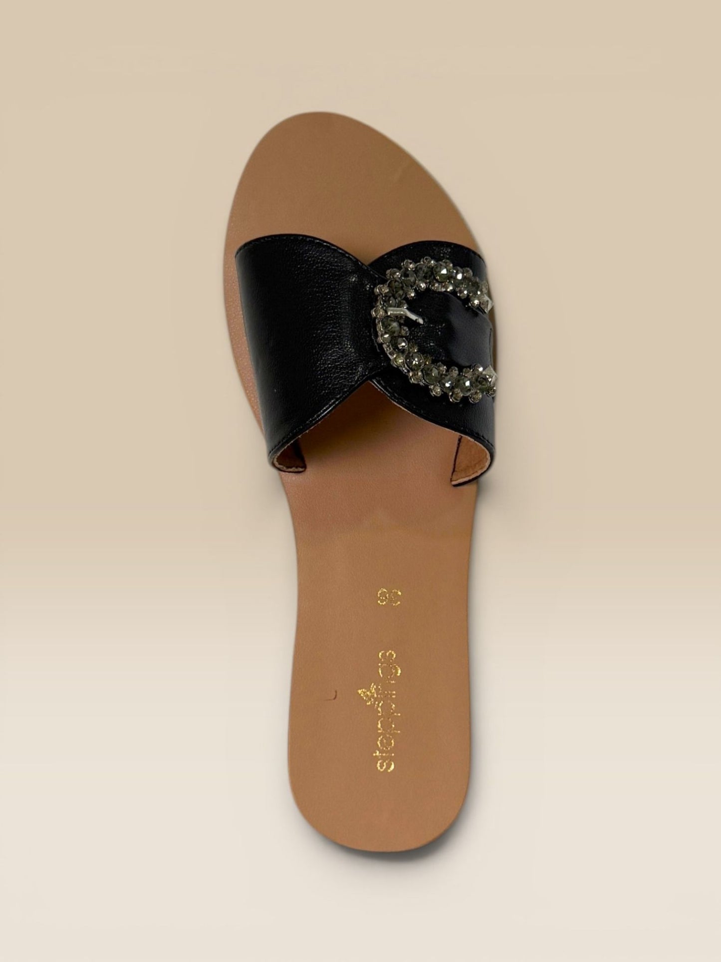 Black Buckle Clip Flats