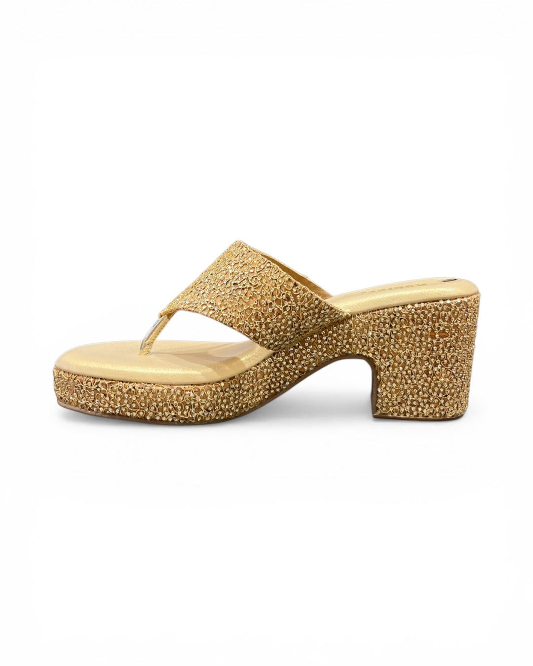 Embellished T-Strap Wedge Sandals