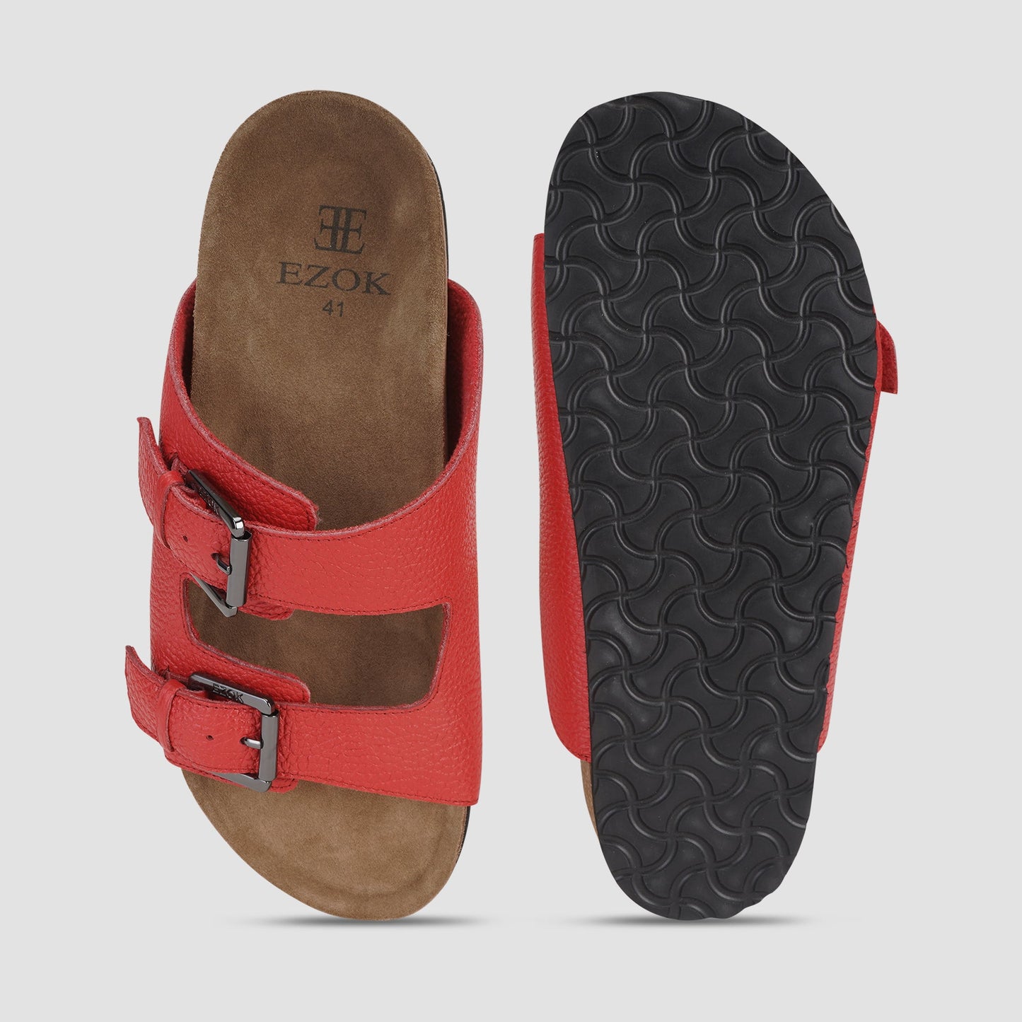 Leather Sandal For Men (Red)