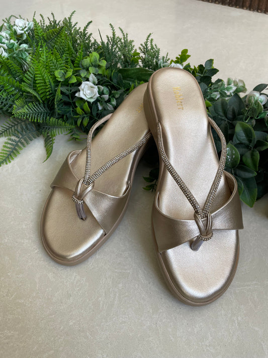 Gold Slip-On Flat Sandals