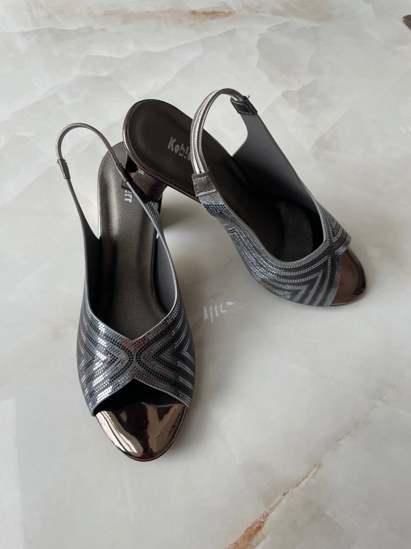 Silver Block Heel Sandals