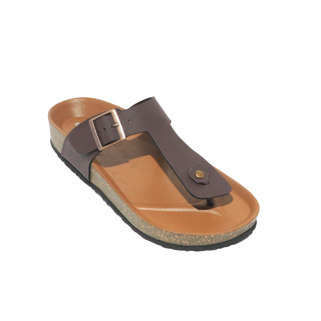 Men’s T-Strap Sandals in Brown