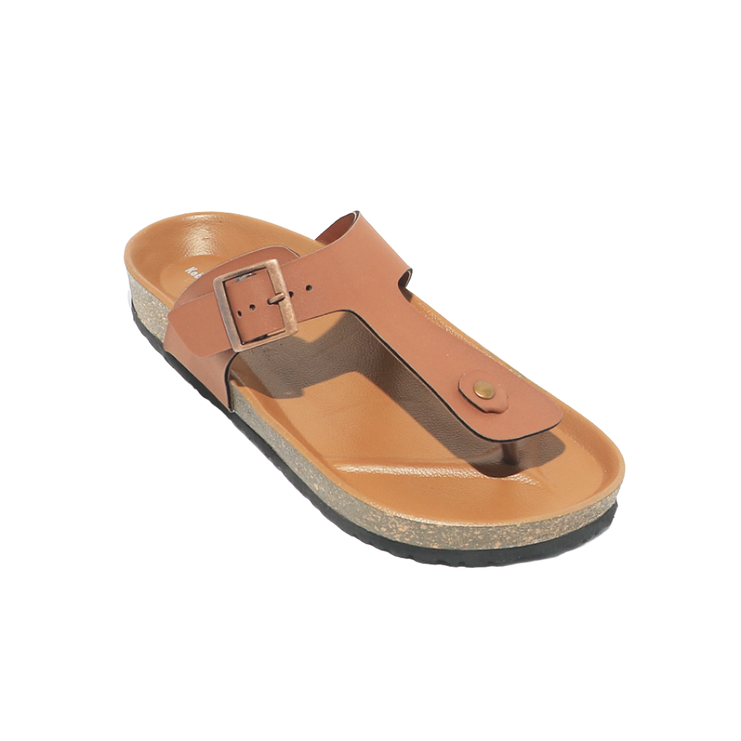 Men’s T-Strap Sandals in Tan