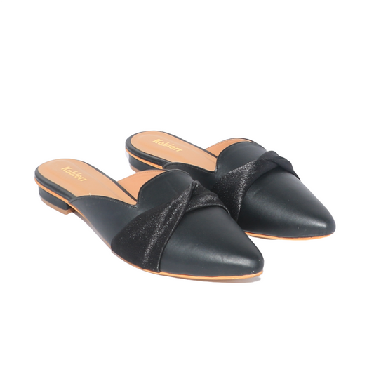 Black Slip-On Mules