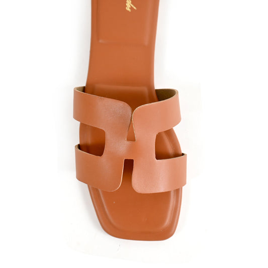 H Style Flats in Tan