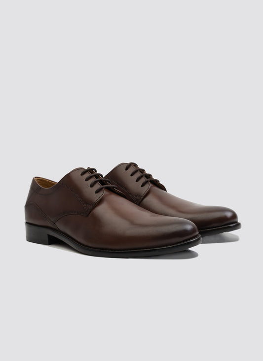 Language Rim Lace-ups Shoes - Brown