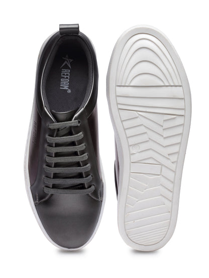 Synthetic Leather Lace up Casual Sneaker