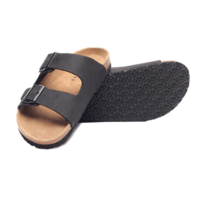 Zeno Men's Two-Strap Sandals (Black)