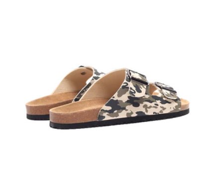 Zeno Camouflage Men's Two-Strap Sandals (Beige)