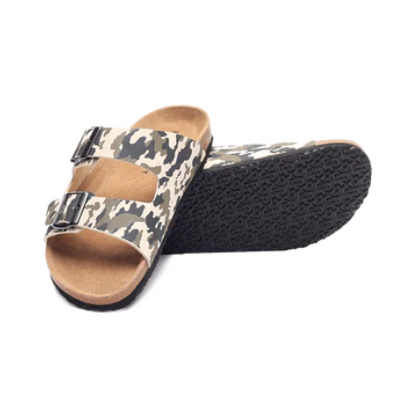 Zeno Camouflage Men's Two-Strap Sandals (Beige)