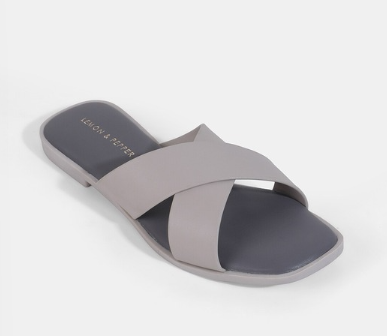 Grey Open Toe Flats