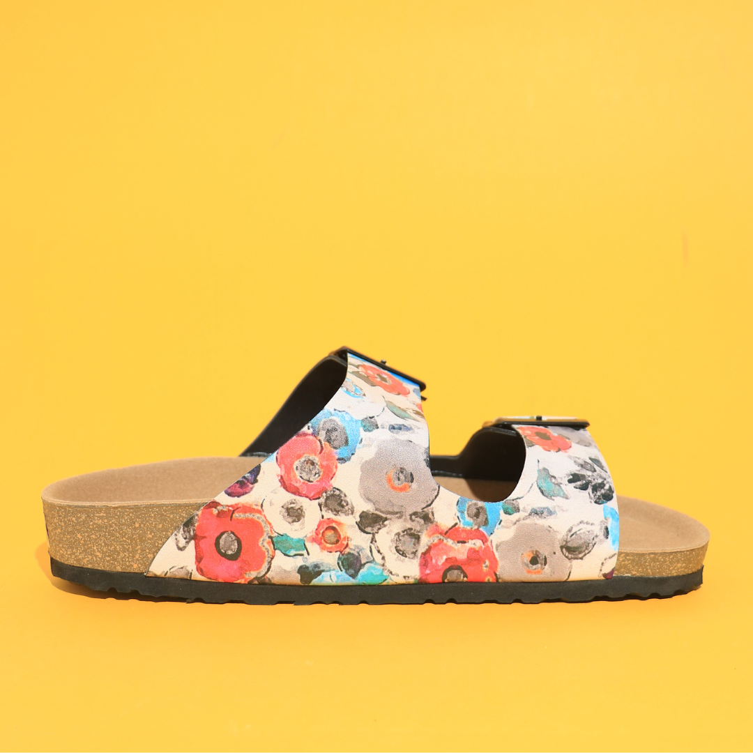 Women’s Black Floral Slides