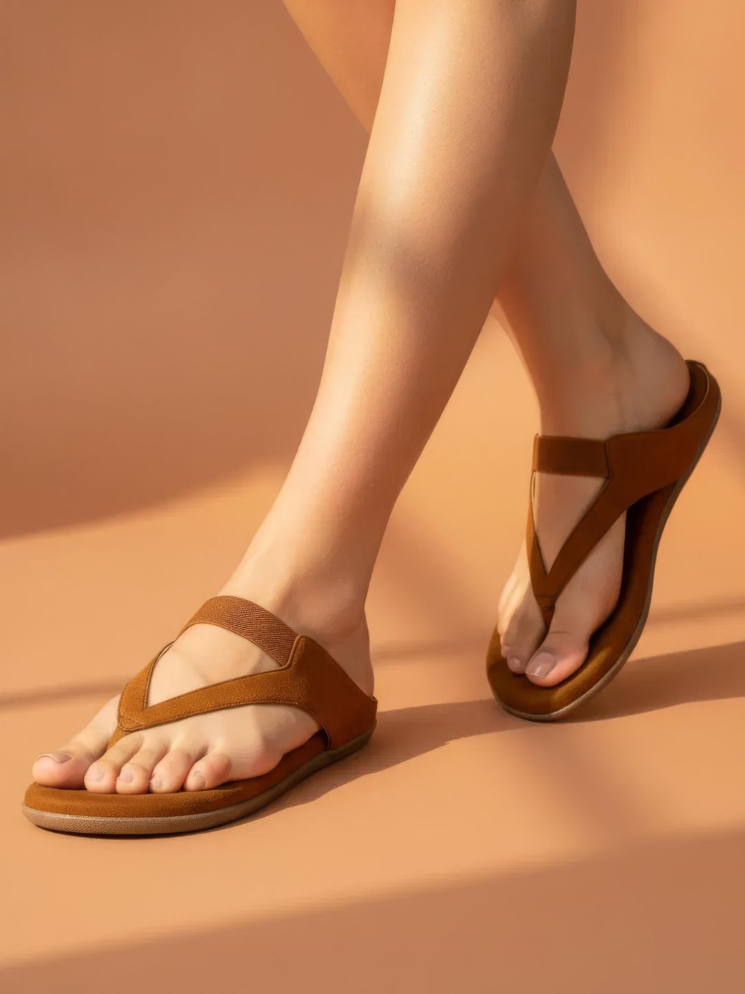 Womens Tan Comfort Sandals 1