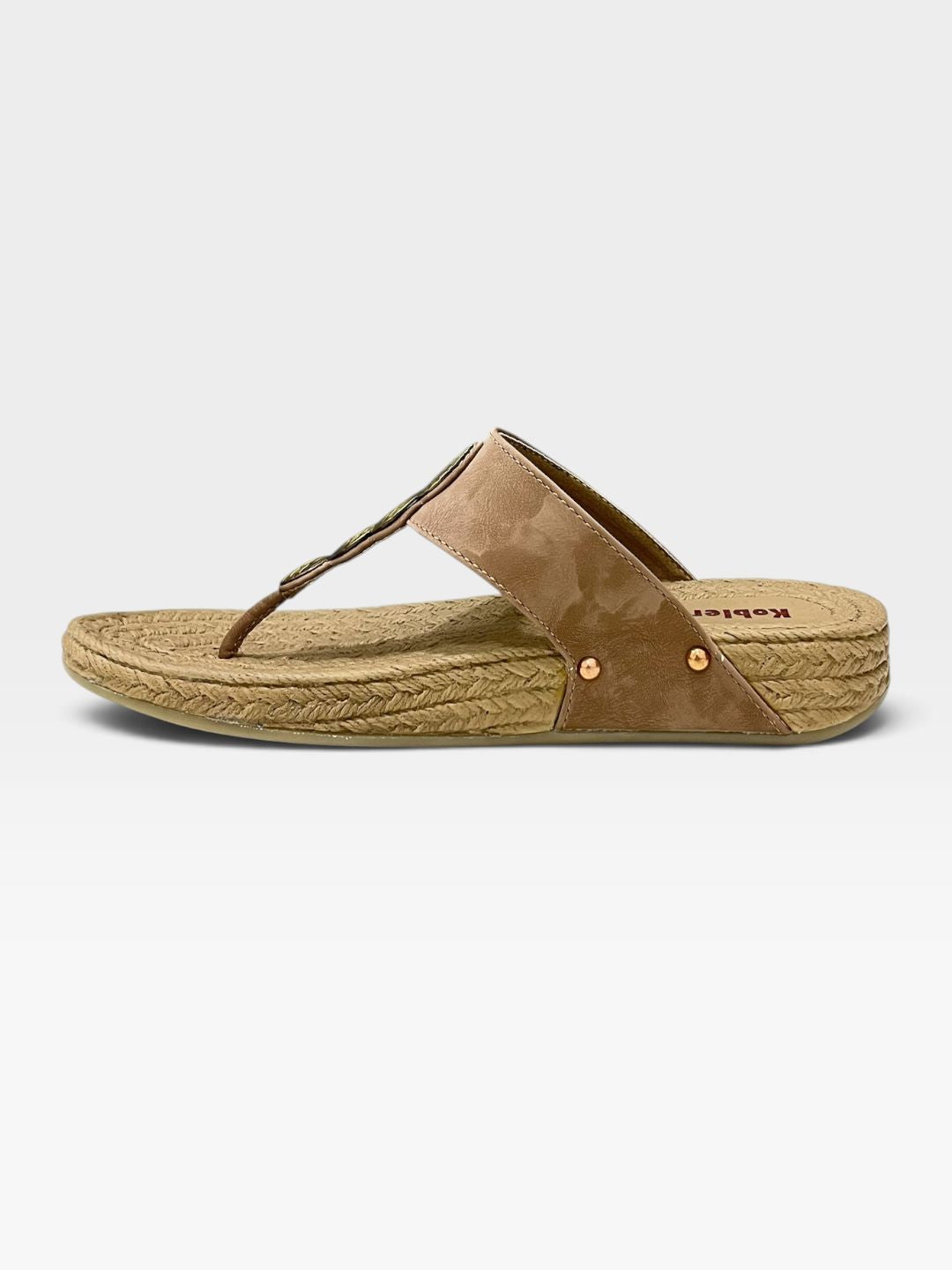 Women's Tan T-strap Sandals 3