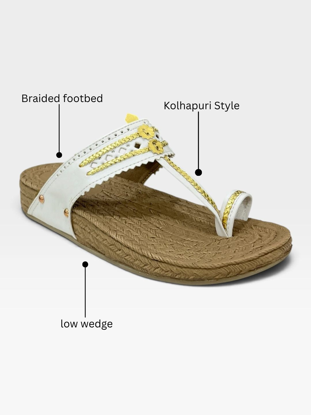 Women's White Kolhapuri Sandals 2