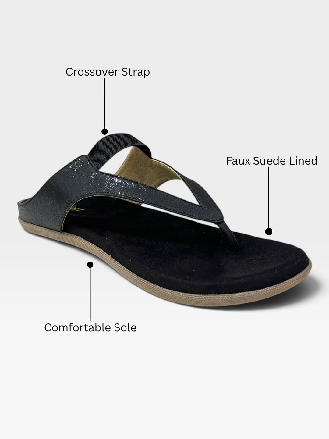 Womens Black Comfort Sandals 2
