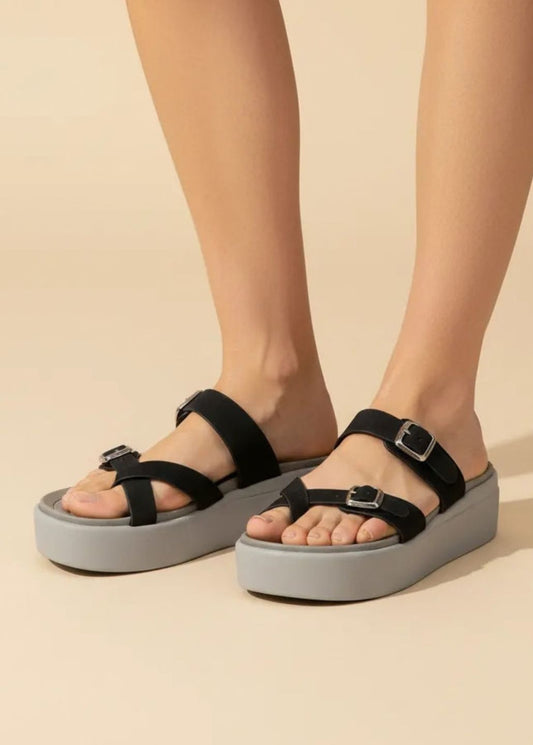 Women's Black Wedge Heels 1