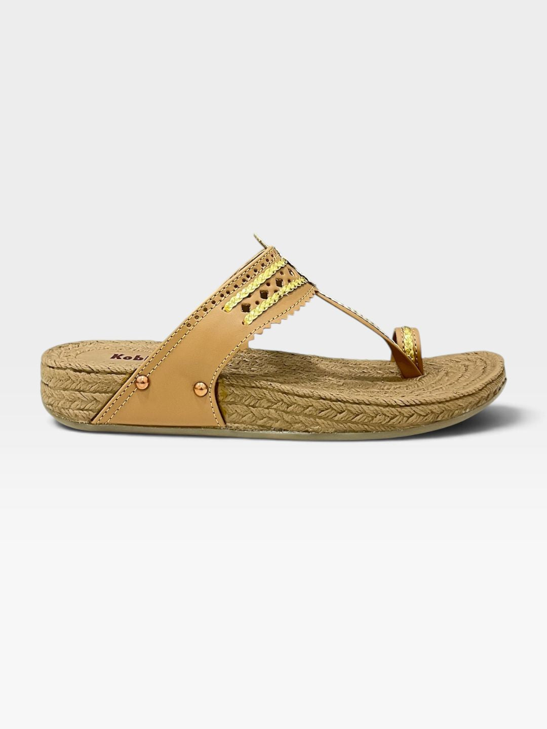 Women's Tan Kolhapuri Sandals 4