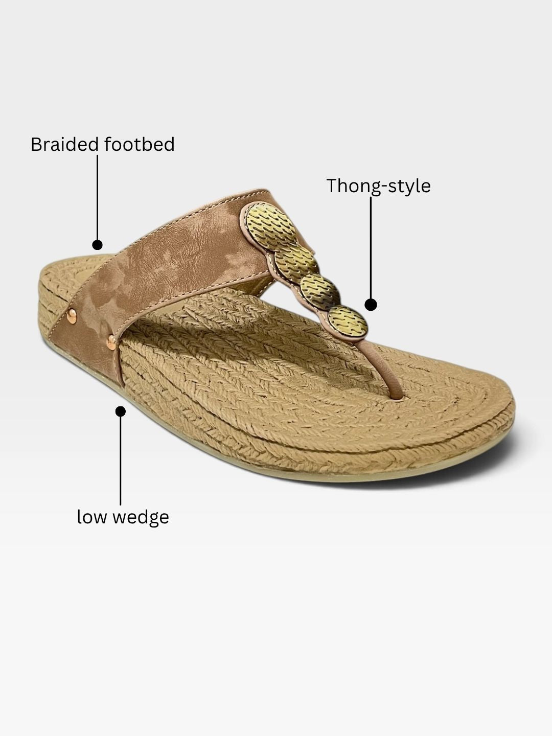 Women's Tan T-strap Sandals 2