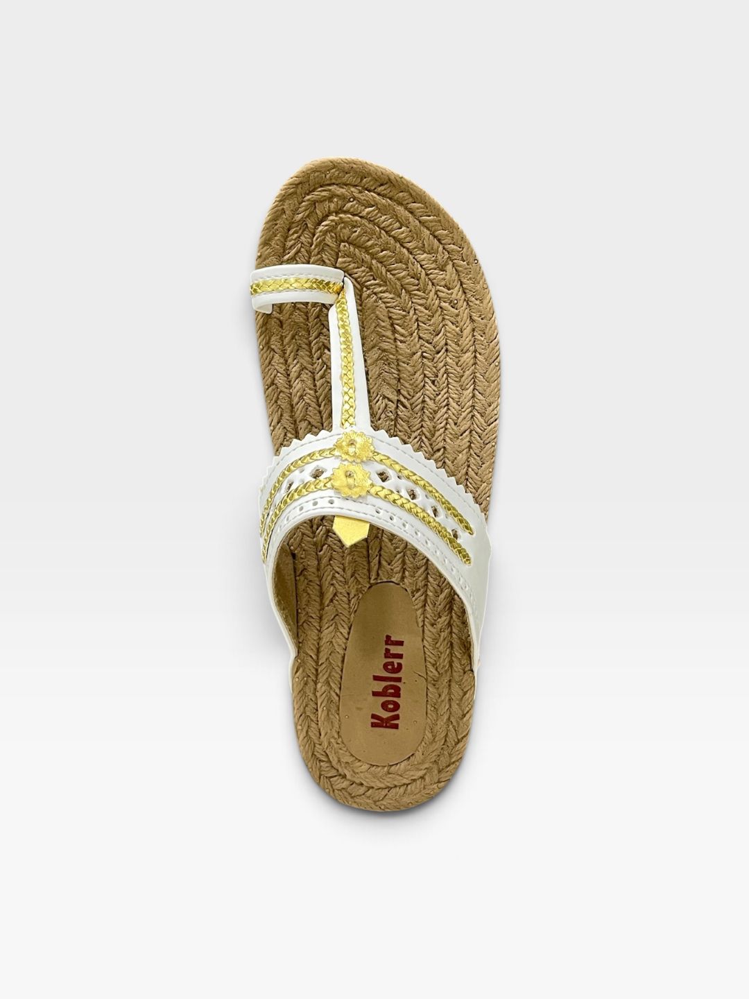 Women's White Kolhapuri Sandals 6