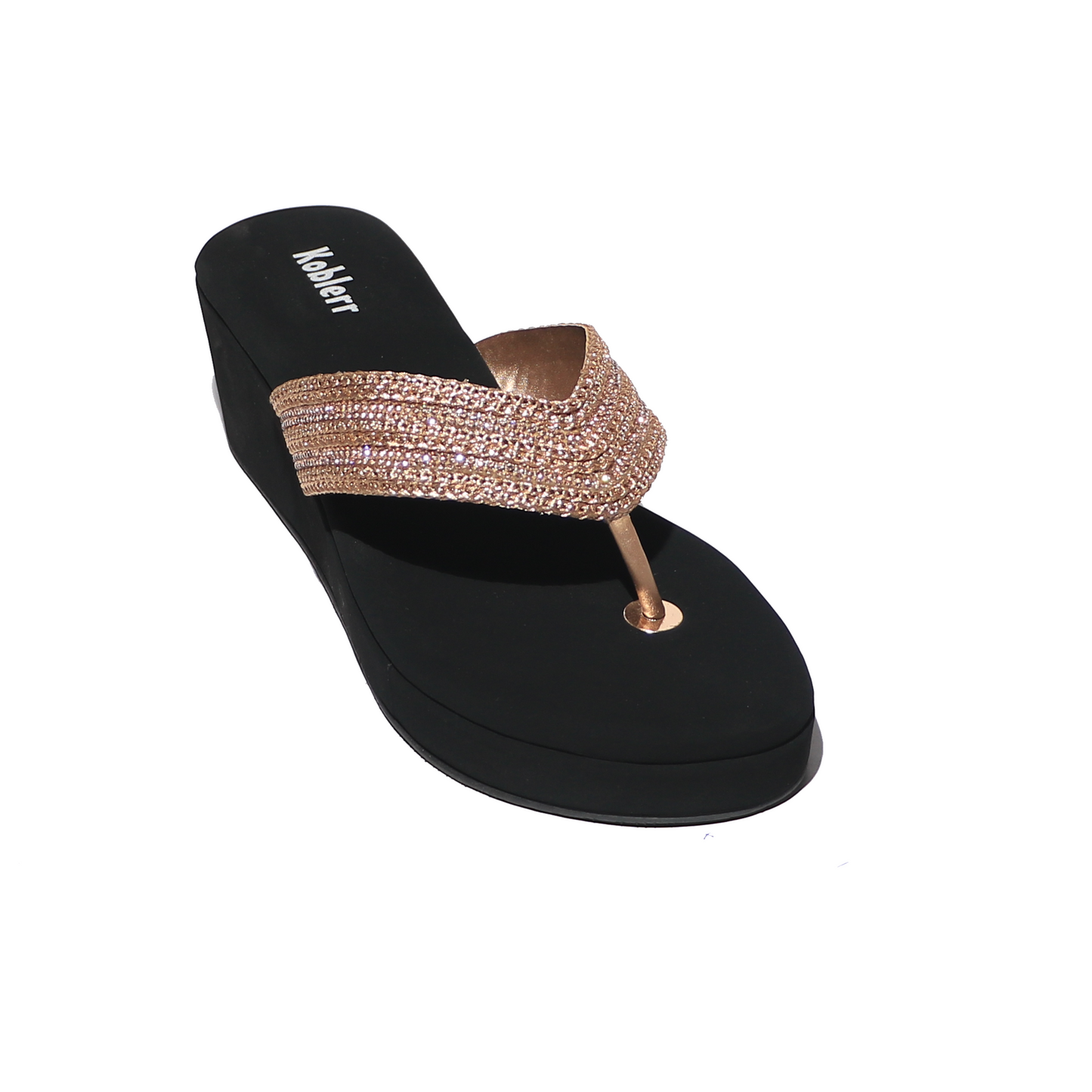 Rose Gold T-strap Wedges