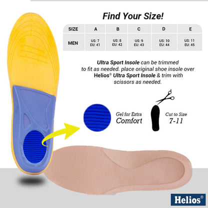 Helios Ultra Sport Insole For Men - Size 7-11 (Trim to Fit)