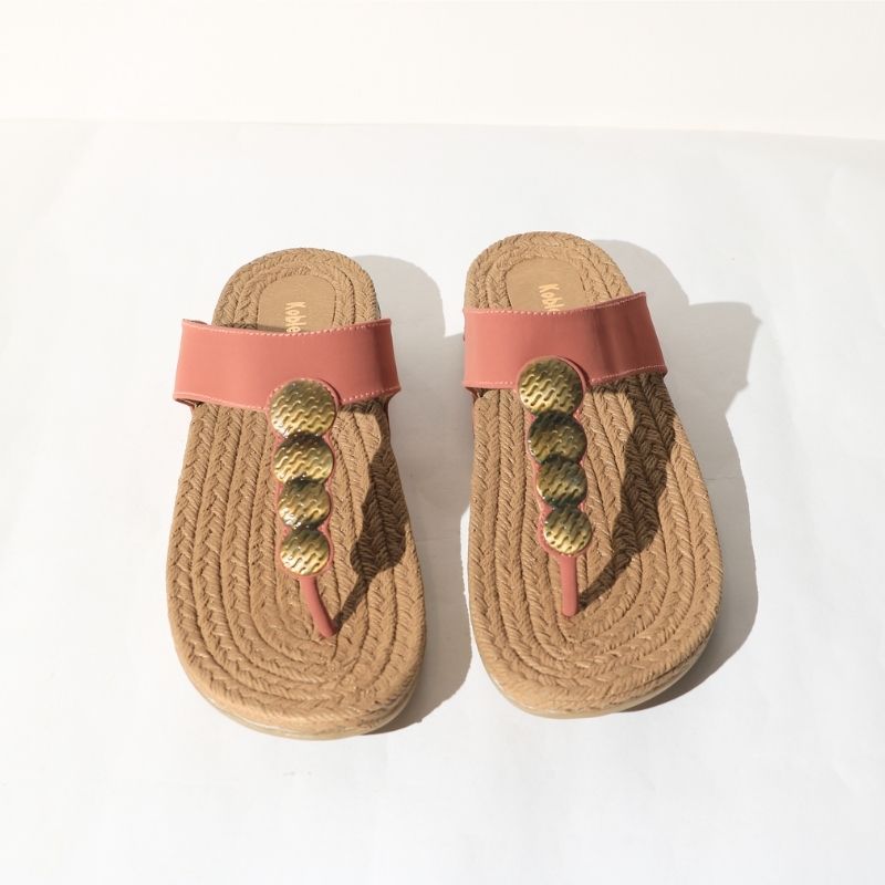 Pink Jute Textured Sandals