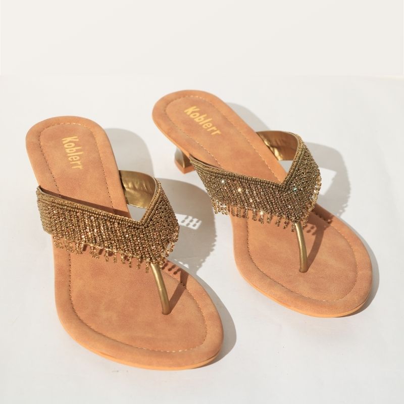 Ethnic Gold Embellished Heels