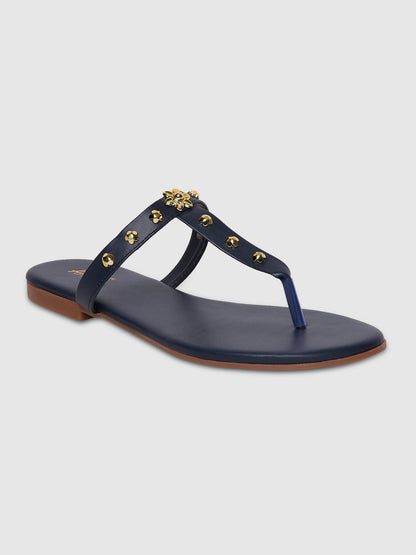 Navy Embellished Casual Flats