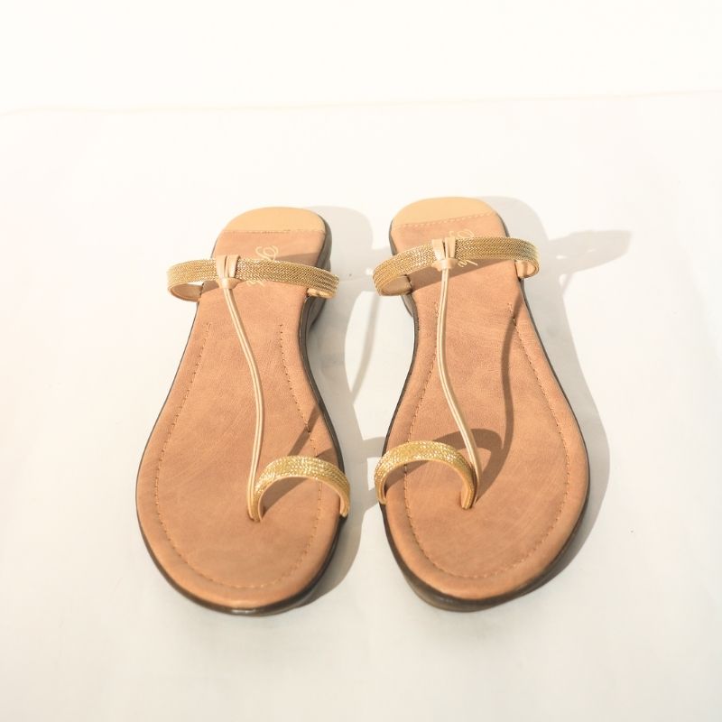 Gold Ethnic Slippers