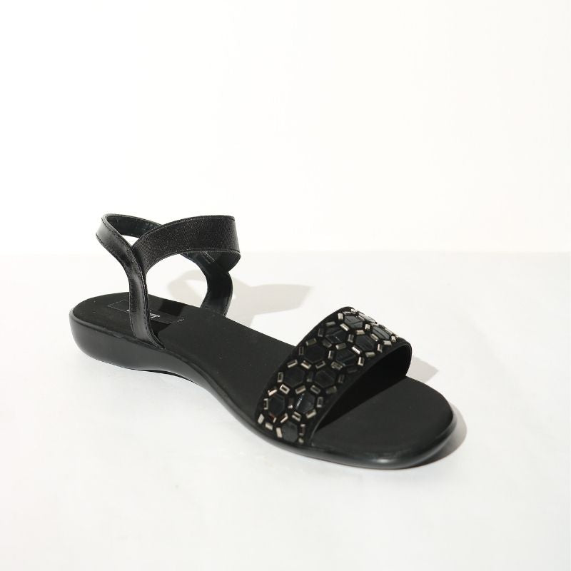 Black Stone strap Sandals
