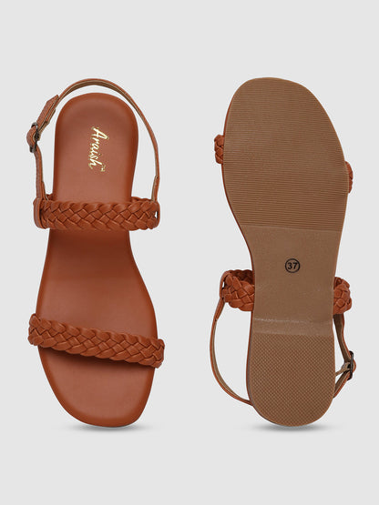 Tan Casual Weaved Sandals