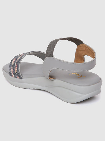 Grey Weave Platform Heel