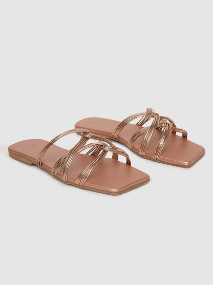Rose Gold Weaved Casual Flats