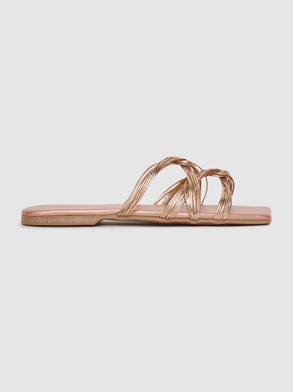 Rose Gold Weaved Casual Flats