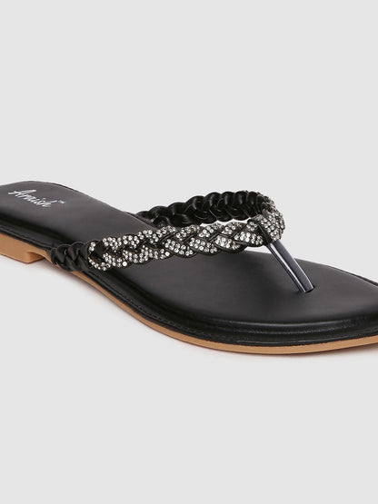 Black Studded Casual Flats