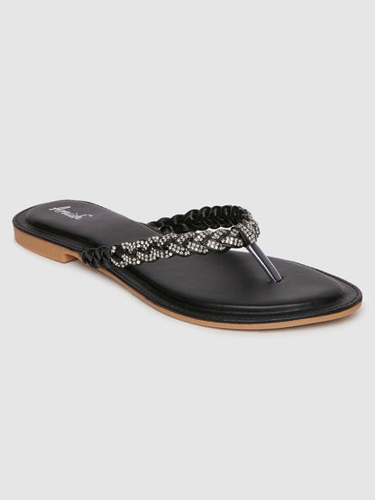 Black Studded Casual Flats