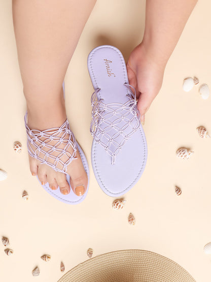 Lavender Casual Weaved Flats